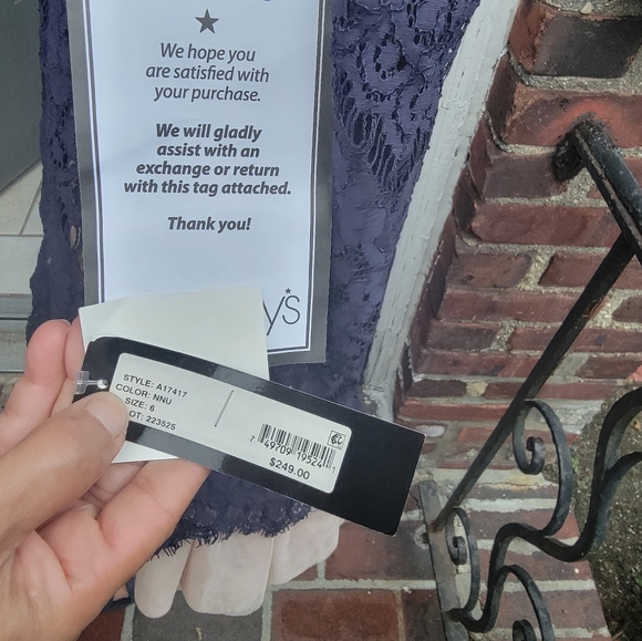 Eliza J Navy Blue Illusion Lace 3/4 Sleevesz6 - Picture 3 of 4